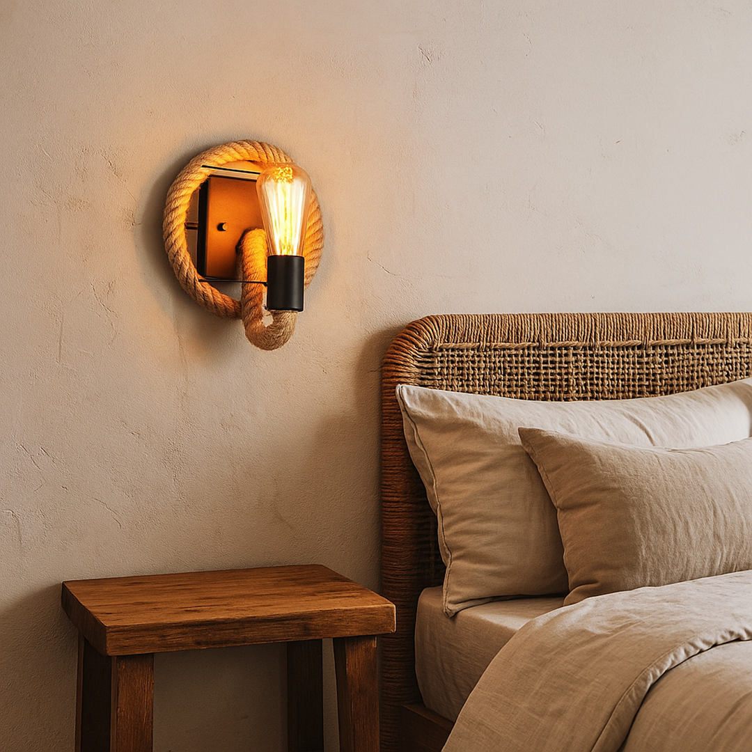 Artisan Rope-Wrapped Wall Light Fixture - E27 Compatible
