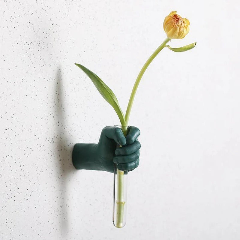 Artistic Hand-Shaped Wall Planter with Glass Tube