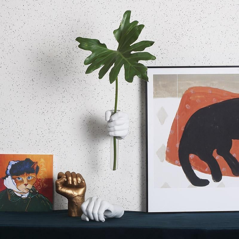Artistic Hand-Shaped Wall Planter with Glass Tube