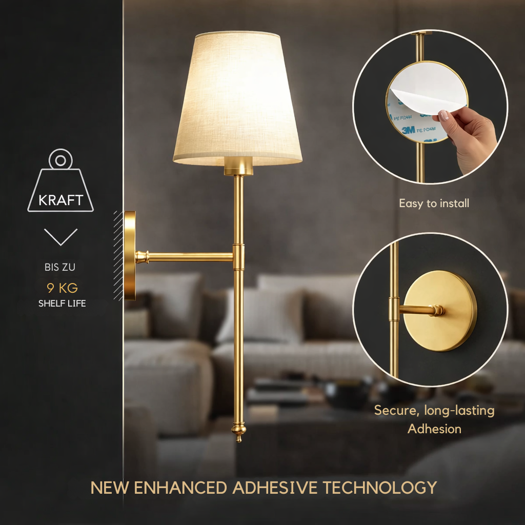 Wall Light | Fabric Shade | Set of 2 | 3M Adhesive Mount | LumiStick Duo