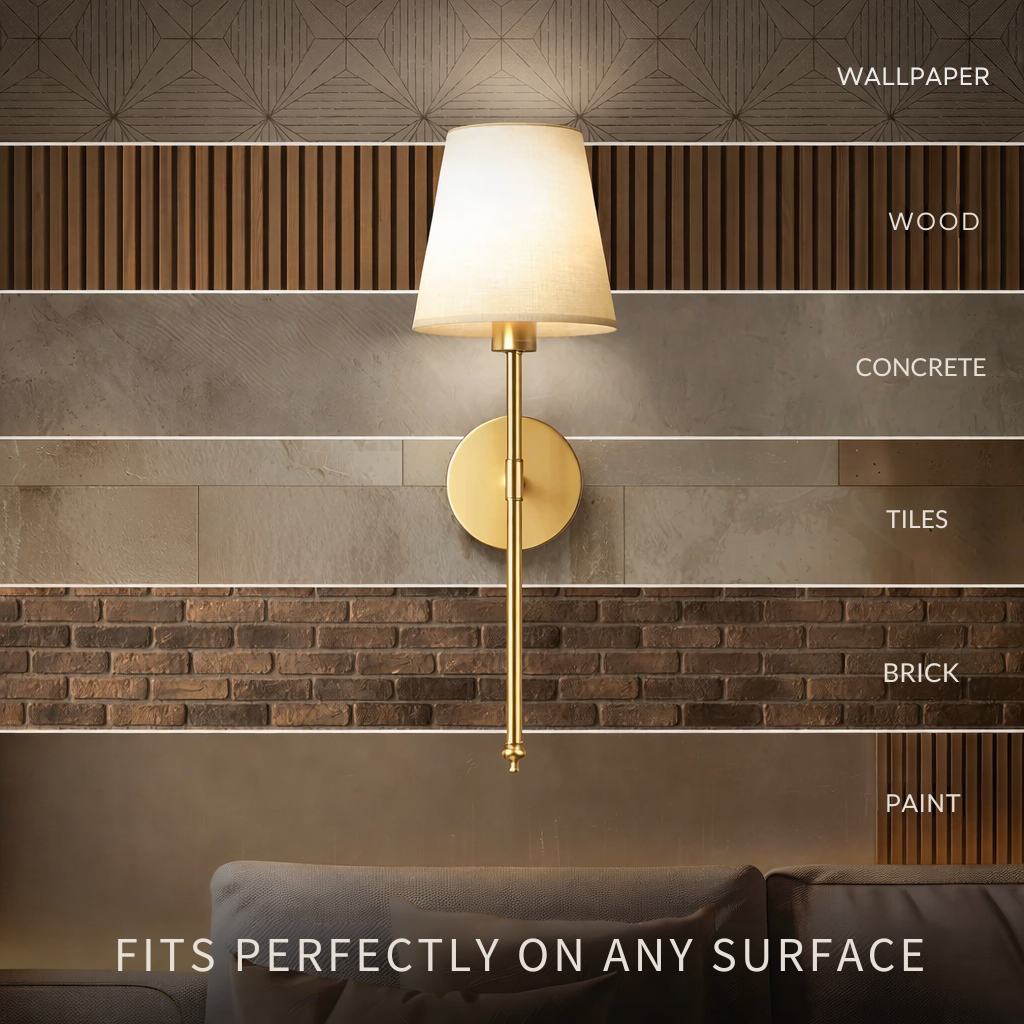 Wall Light | Fabric Shade | Set of 2 | 3M Adhesive Mount | LumiStick Duo