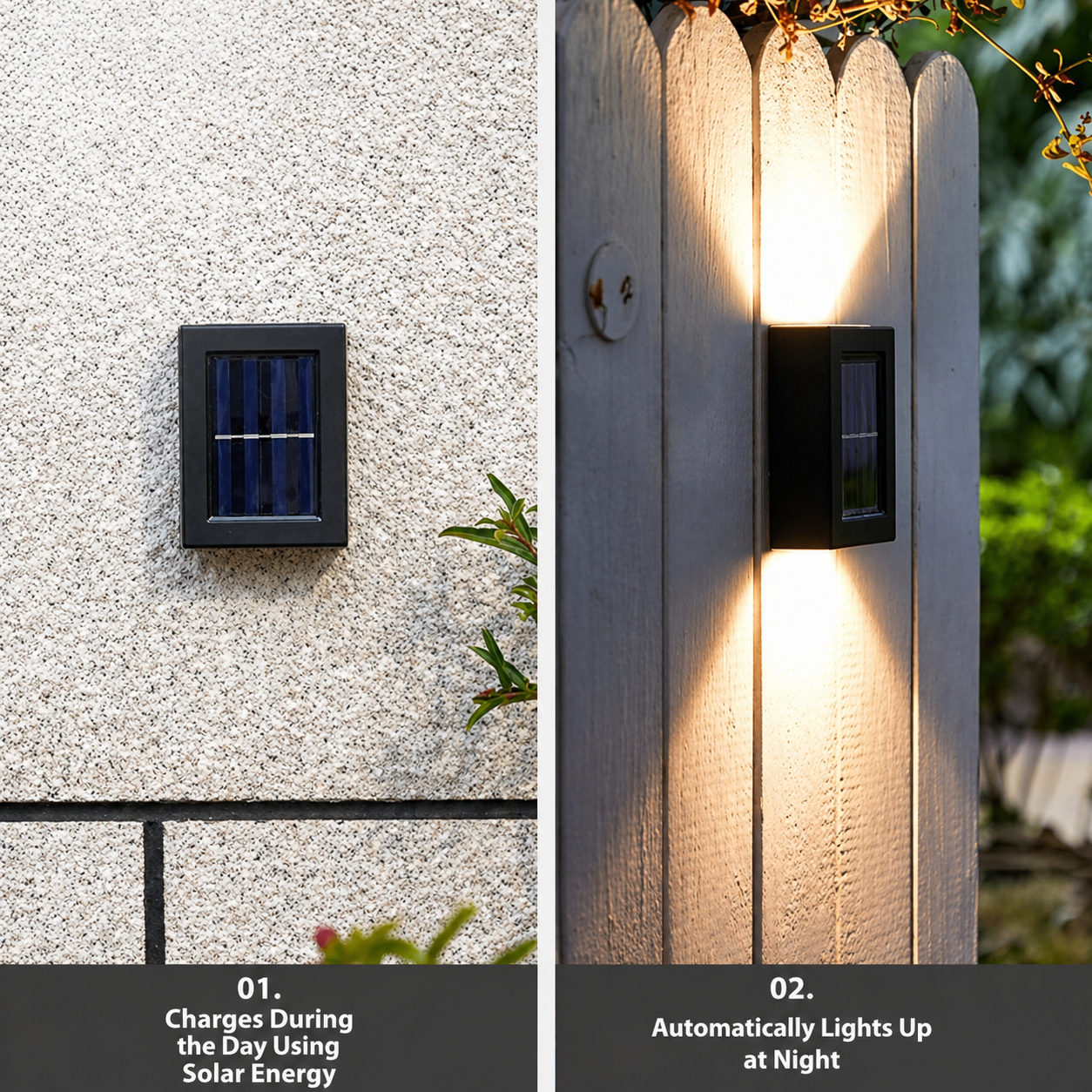 Outdoor Solar LED Wall Light with Automatic Dusk Sensor