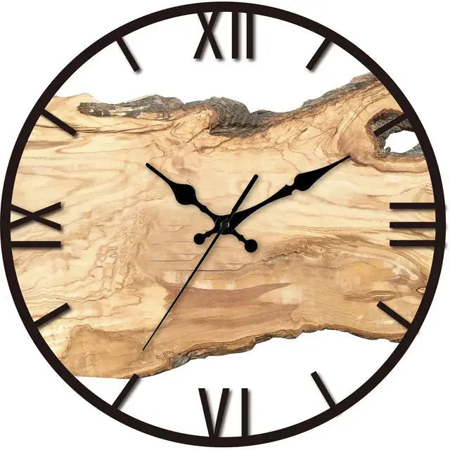 Wall Clock | Natural Wood with Resin Coating | Silent Quartz Movement