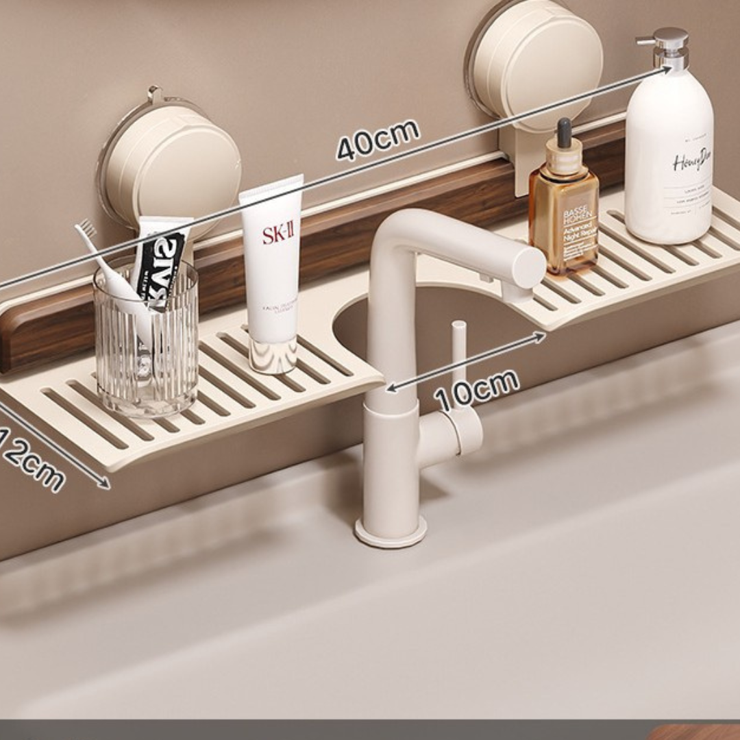 Sink Organizer with Suction Cup Wall Mount - Draining Design for Bathroom