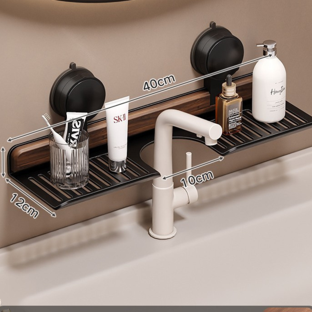 Sink Organizer with Suction Cup Wall Mount - Draining Design for Bathroom