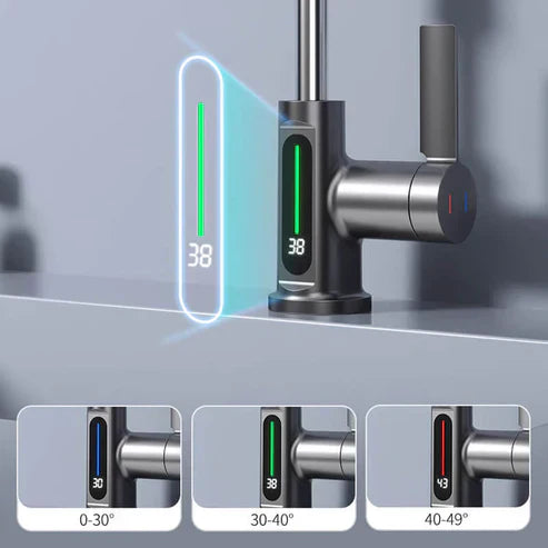 Retractable Faucet with 360° Rotation | LED Temperature Display | 5 Spray Modes