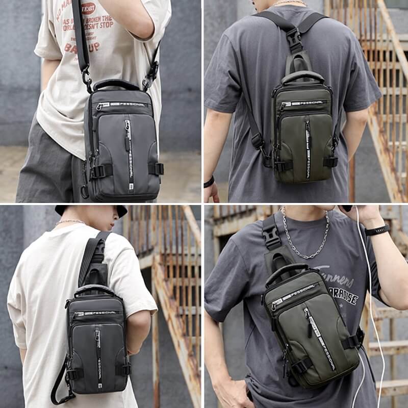 Versatile Waterproof Crossbody Backpack with USB Charging Port