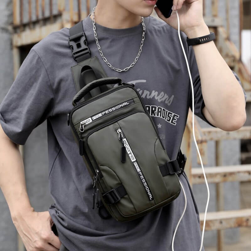 Versatile Waterproof Crossbody Backpack with USB Charging Port