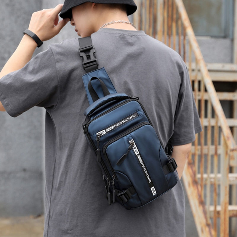 Versatile Waterproof Crossbody Backpack with USB Charging Port