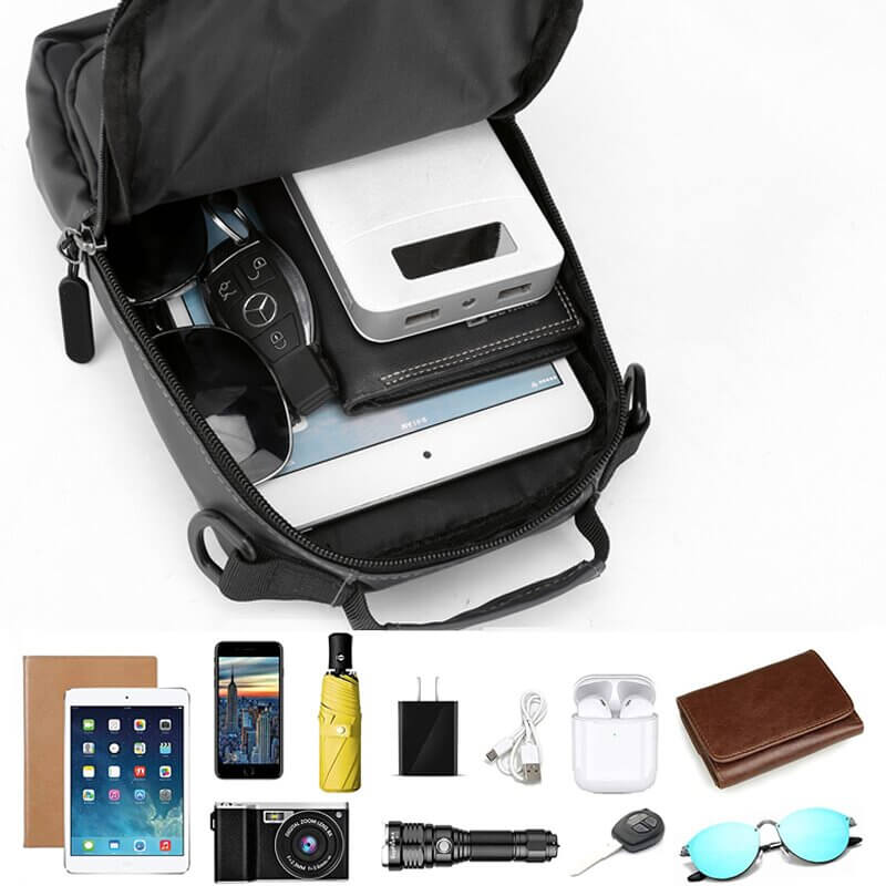 Versatile Waterproof Crossbody Backpack with USB Charging Port