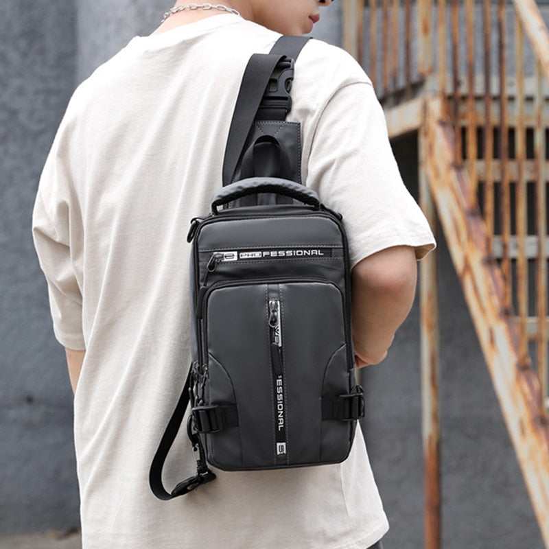 Versatile Waterproof Crossbody Backpack with USB Charging Port