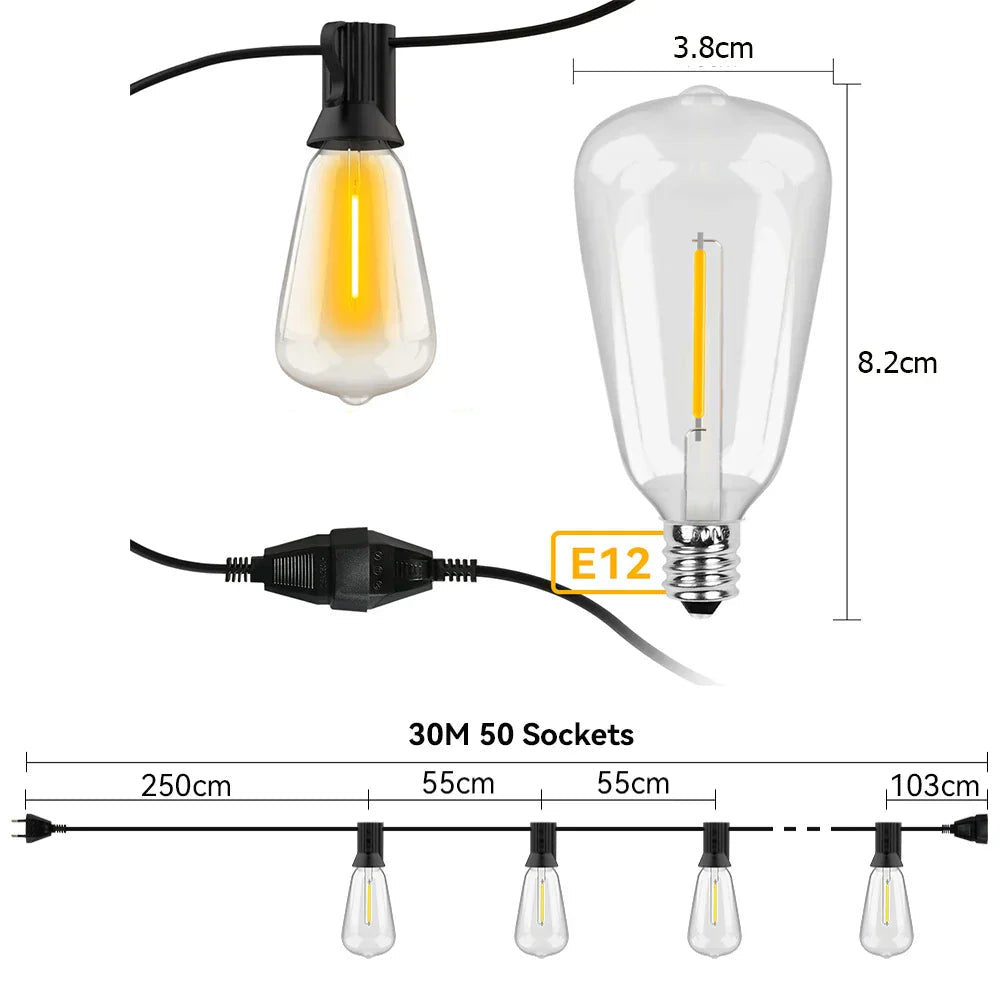 All-Weather LED String Lights for Outdoor Ambiance