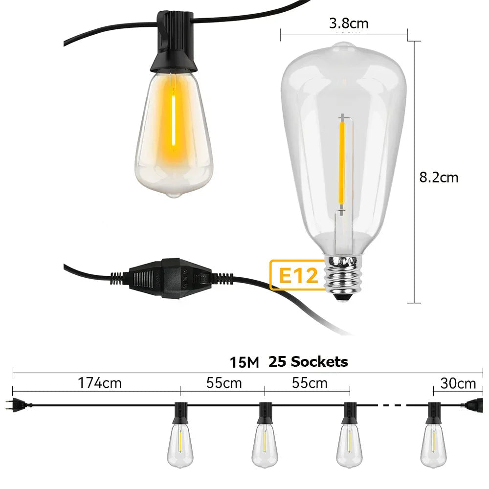 All-Weather LED String Lights for Outdoor Ambiance