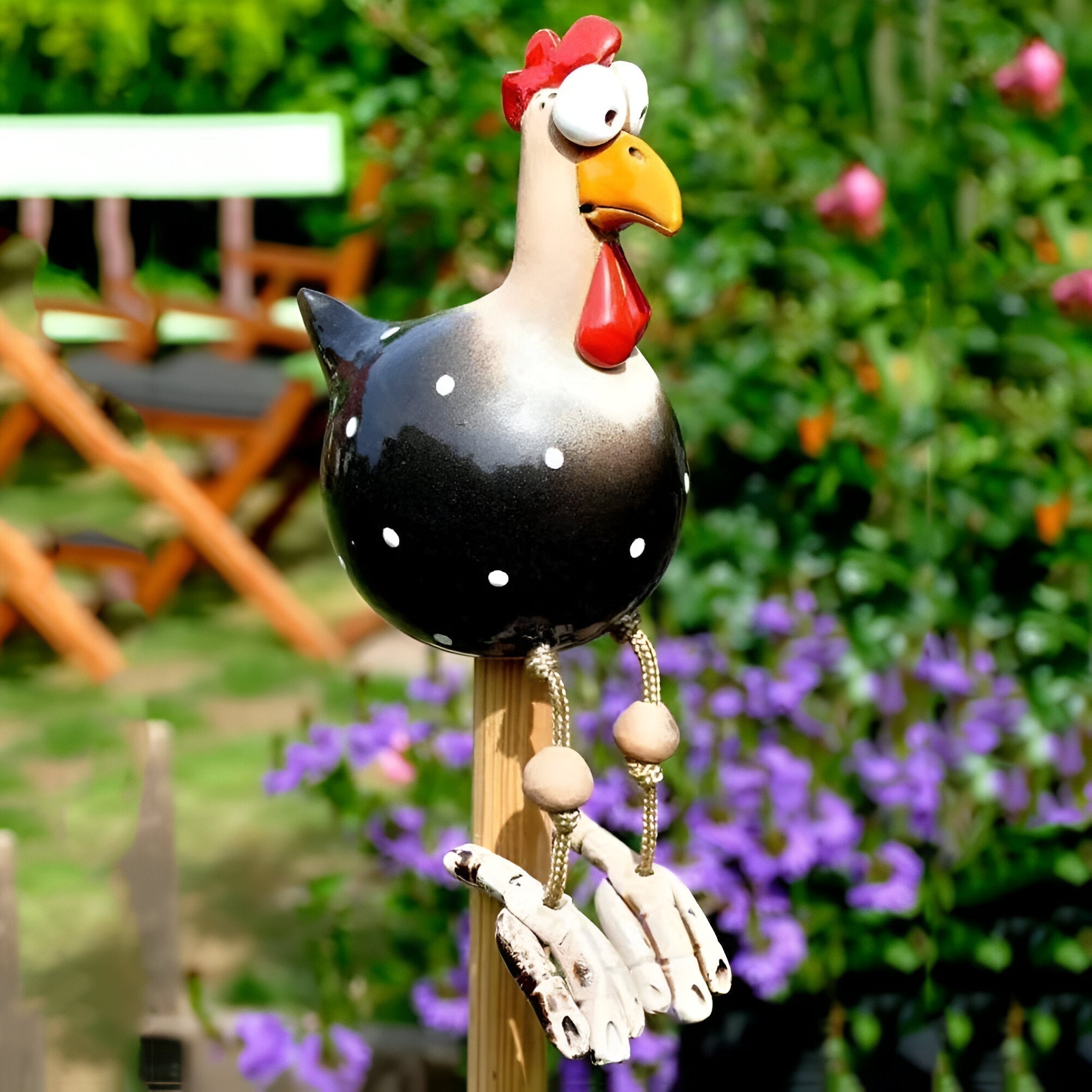Charming Colorful Rooster Garden Ornament with Weather-Resistant Finish