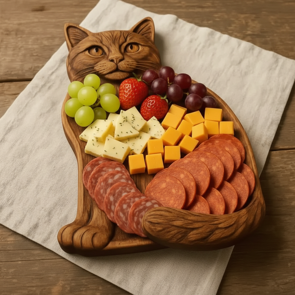 Purrfectly Crafted Cat-Inspired Charcuterie Serving Board