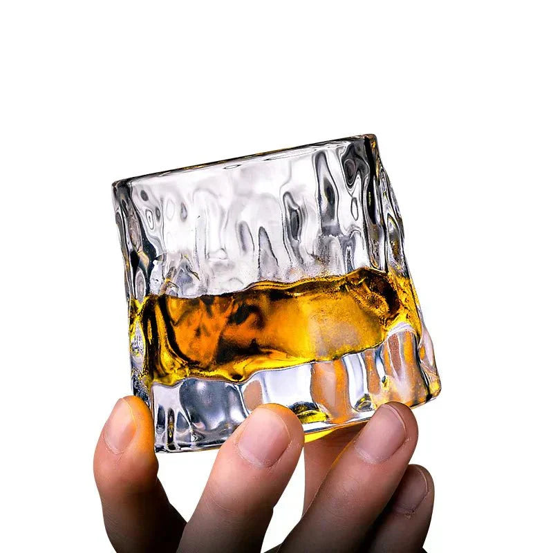 Elegant Crystal Whiskey Tumbler with Rotating Base