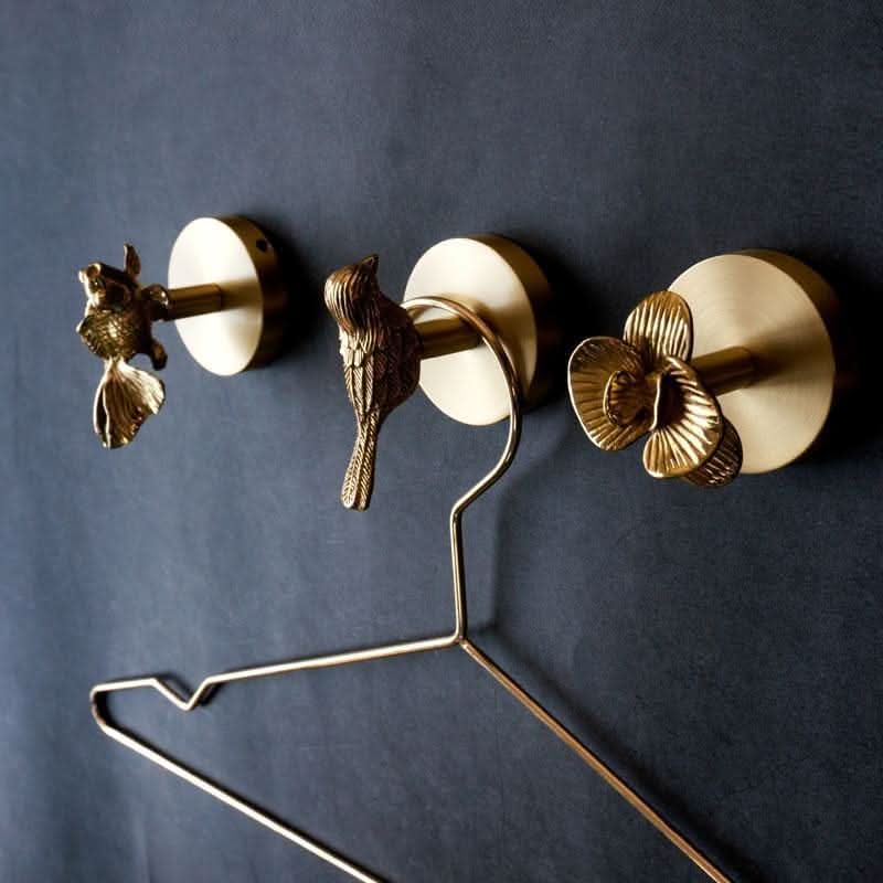 Brass Hooks Shaped Like Animal Heads for Entryway Organization