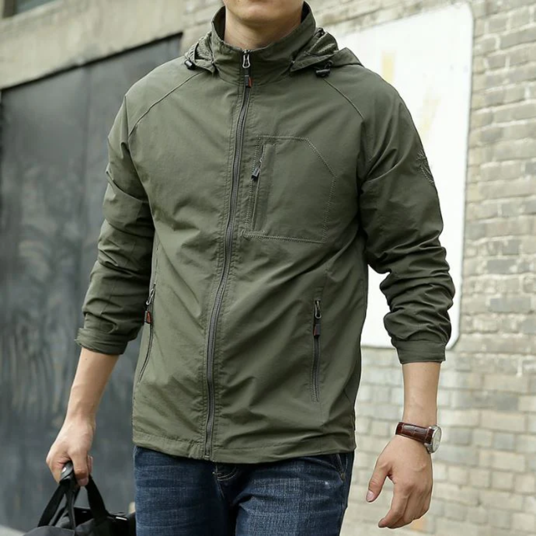 Essential Travel Jacket with Hood – Water-Resistant & Windproof