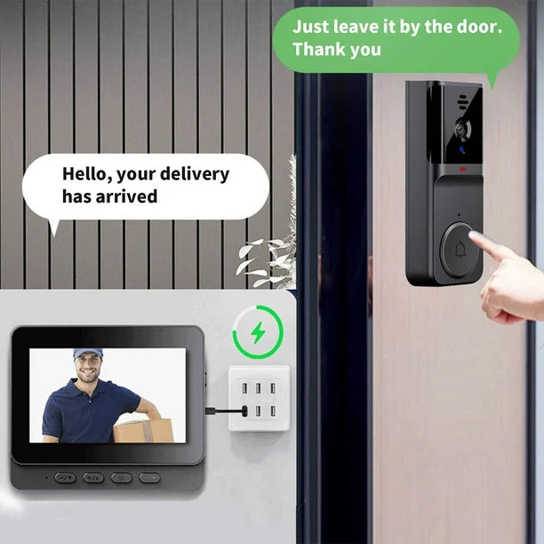 Smart Wireless Doorbell Camera with 4.3-Inch Display