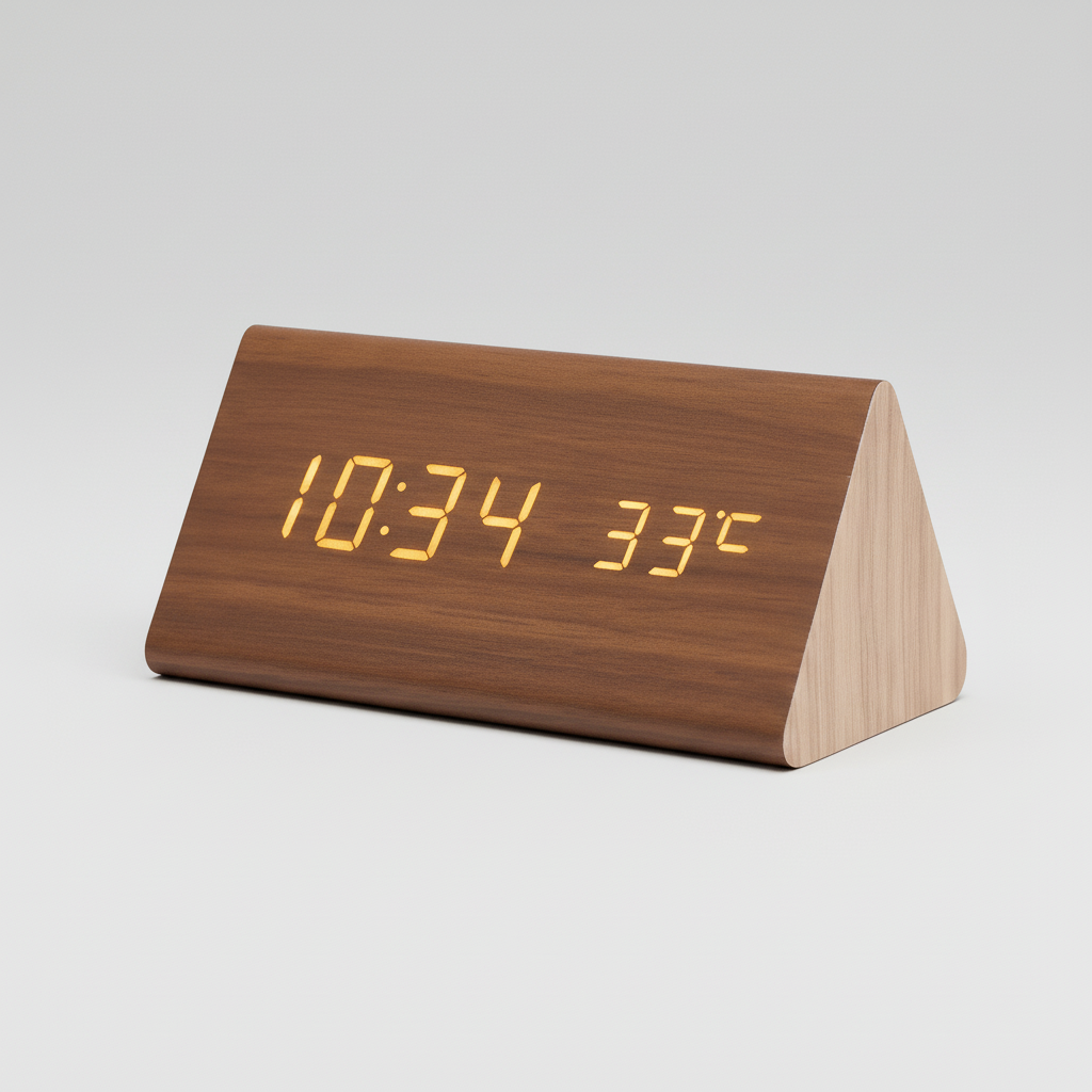 EchoCraft – Smart Wooden LED Clock for Stylish Living