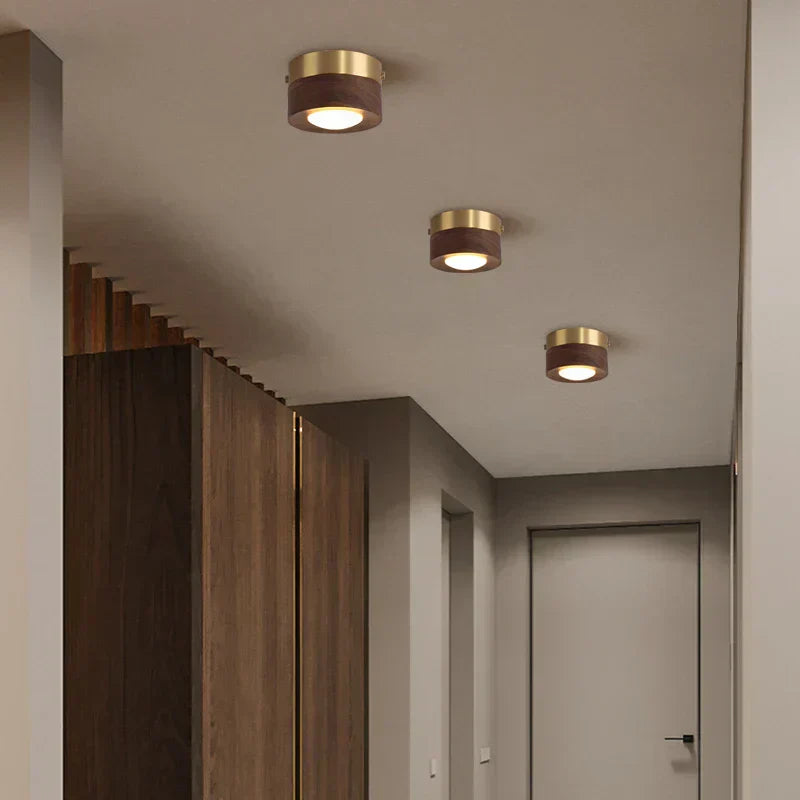 Rustic Elegance LED Ceiling Light in Walnut Finish
