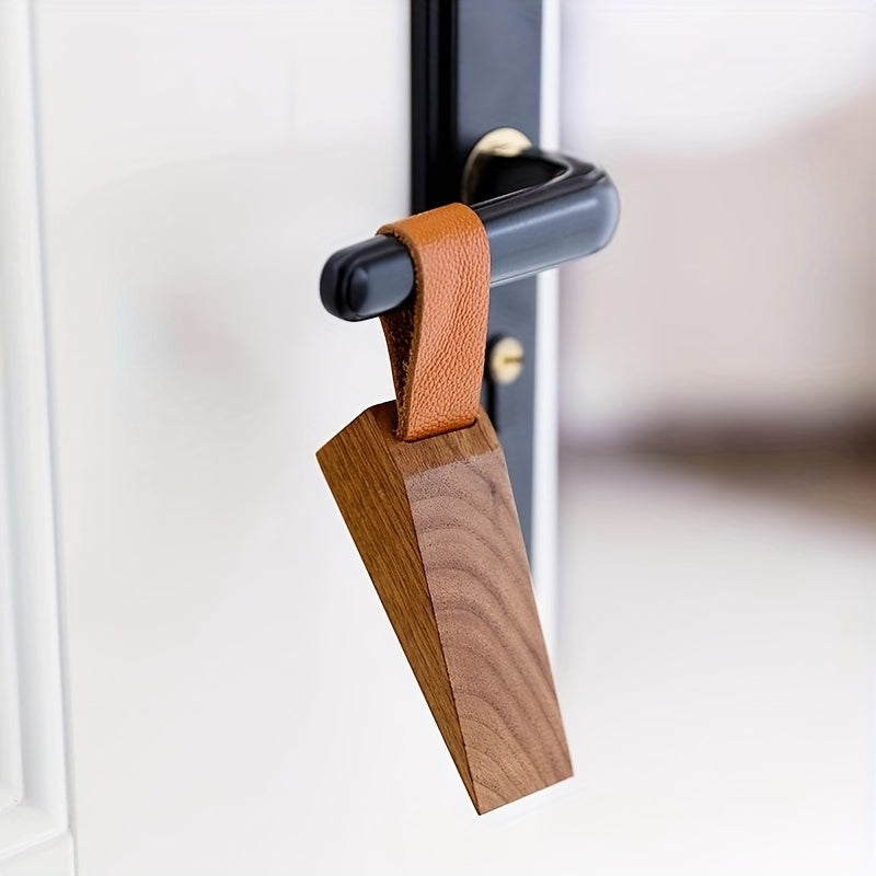 Elegant Wooden Floor Doorstop with Secure Grip Design