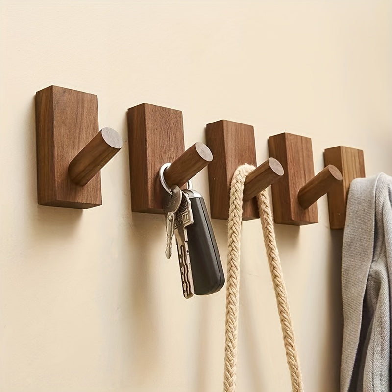 Stylish Wood Wall Hooks - Set of 2 for Home Organization