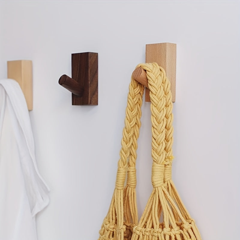 Stylish Wood Wall Hooks - Set of 2 for Home Organization