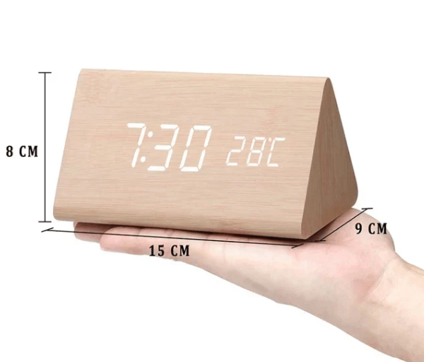 NaturaGlow - Voice-Controlled Wooden LED Alarm Clock