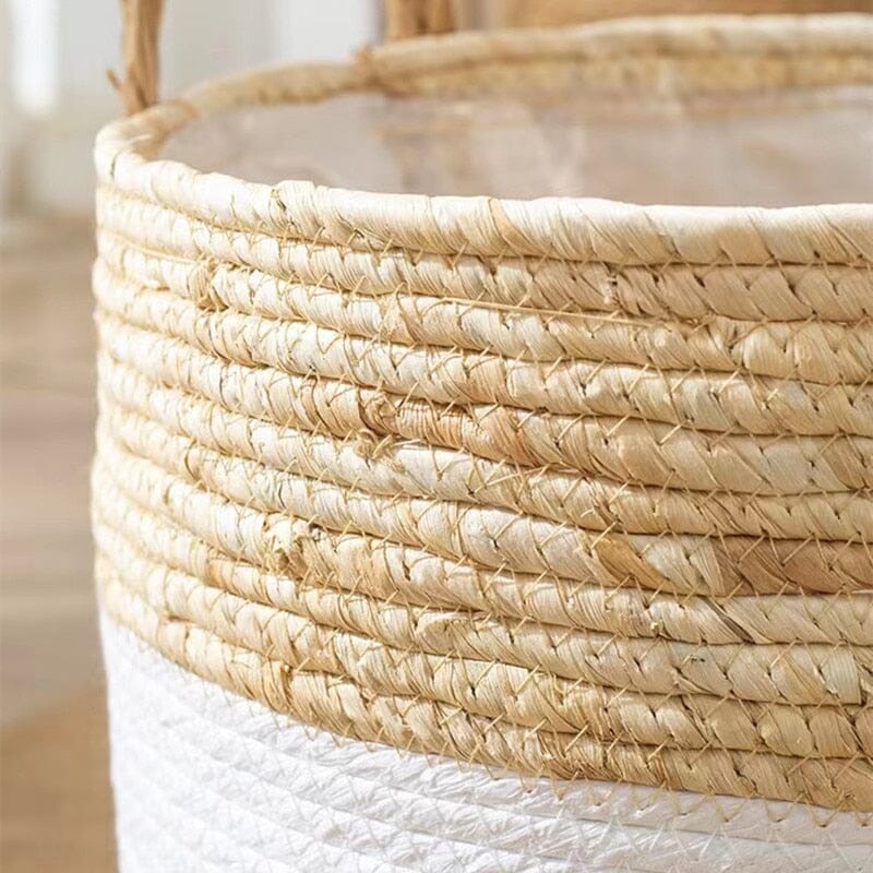 Chic Natural Fiber Storage Basket with Easy-Grip Handles