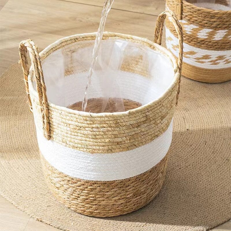 Chic Natural Fiber Storage Basket with Easy-Grip Handles