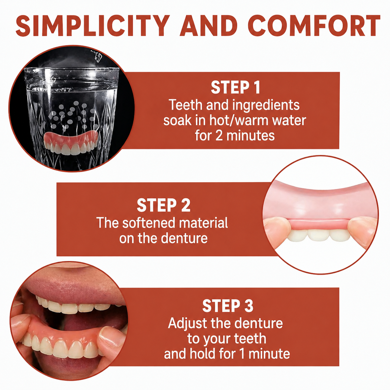 Dental Replacement | Soft Silicone Cushion | Non-Slip Fit Without Pressure Points