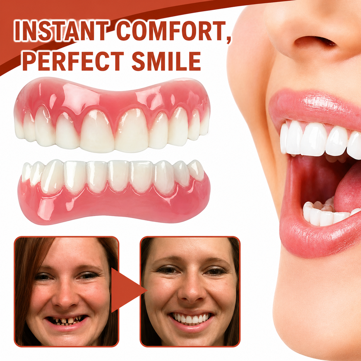 Dental Replacement | Soft Silicone Cushion | Non-Slip Fit Without Pressure Points