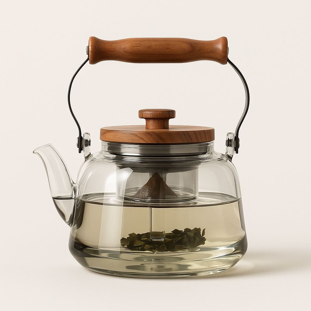 Elegant Infuser Teapot with Wooden Handle - 1000ml