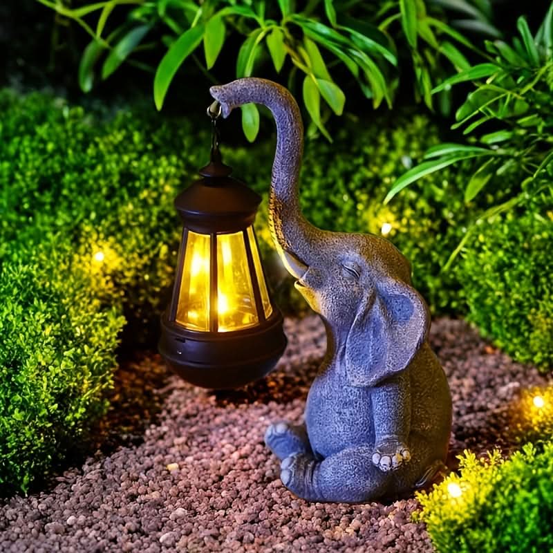 Solar Garden Lantern Light in Elephant Design