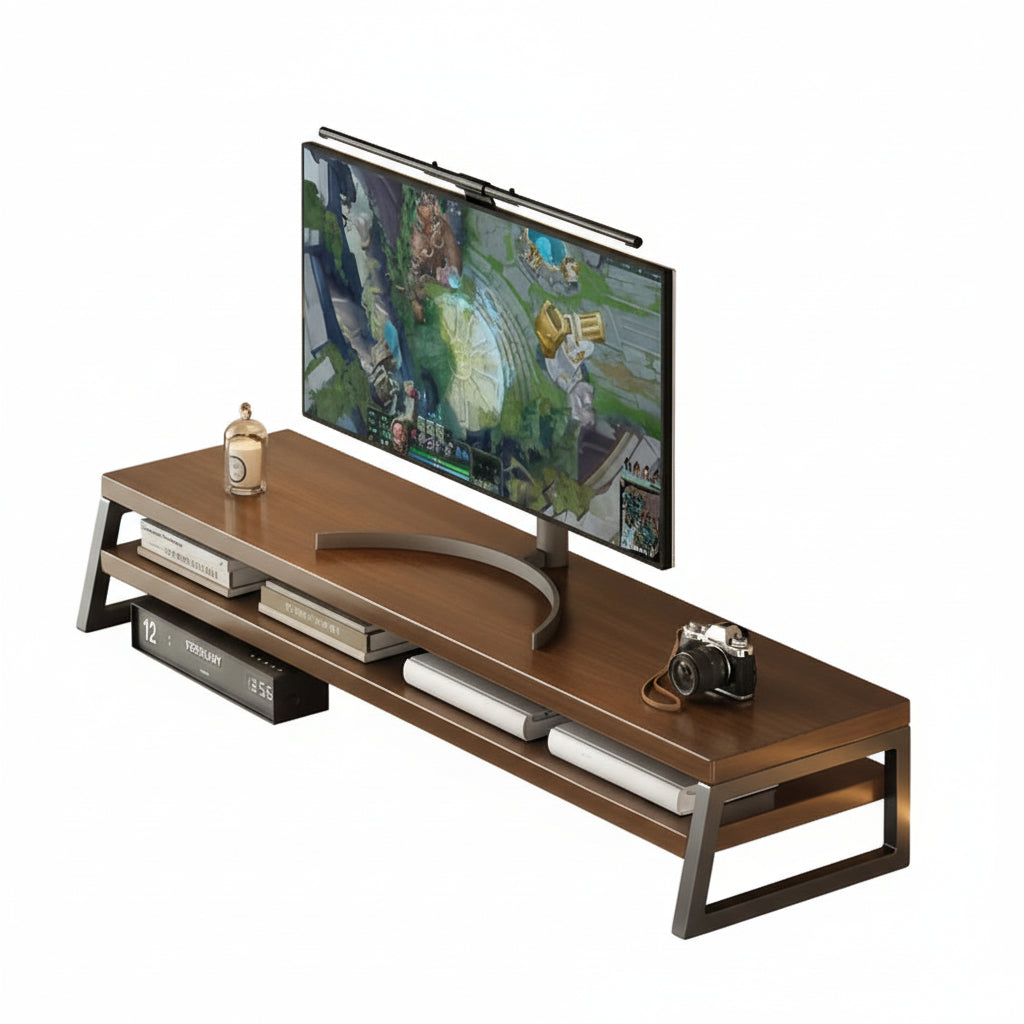 ElevatePro - Stylish Wooden Monitor Stand with Storage Solutions