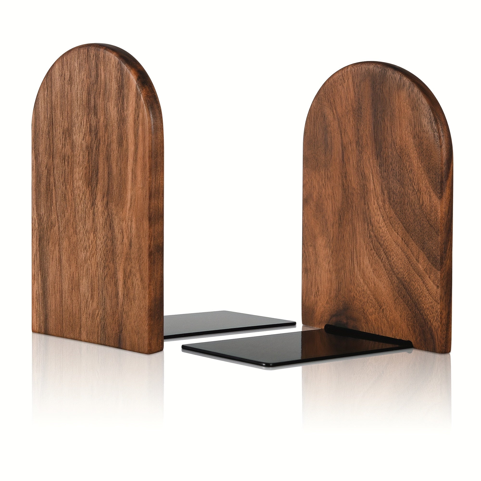 Sturdy Walnut Wood Bookends – Elegant Support for Your Shelves