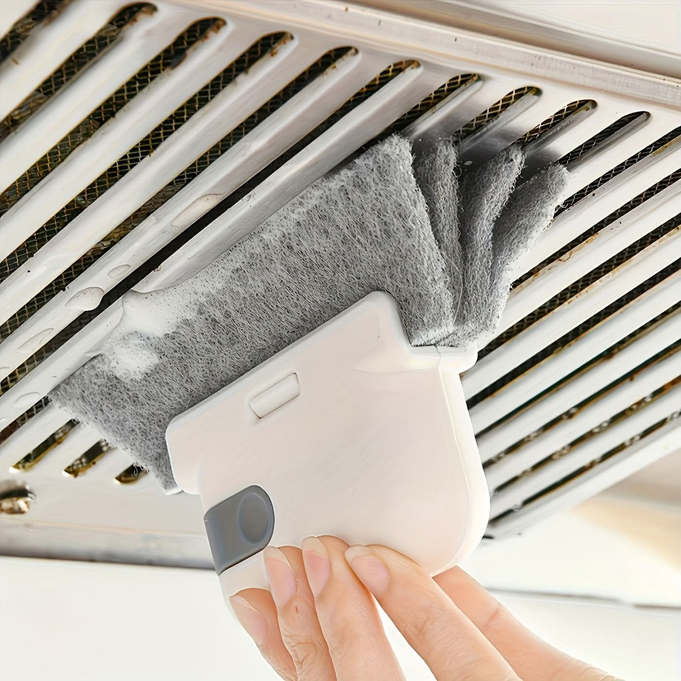 Handheld Cleaning Brush for Multiple Surfaces with Grooves and Crevice Tool