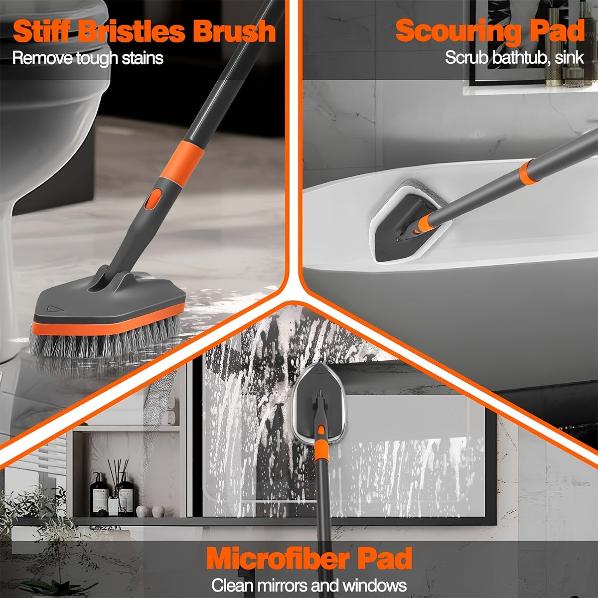 CleanMaster Pro - Versatile Detachable Brush for Tiles & Floors