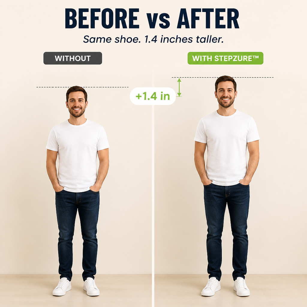 StepZure™ — Gain 1.4 Inches in Height with Any Shoe You Own Already