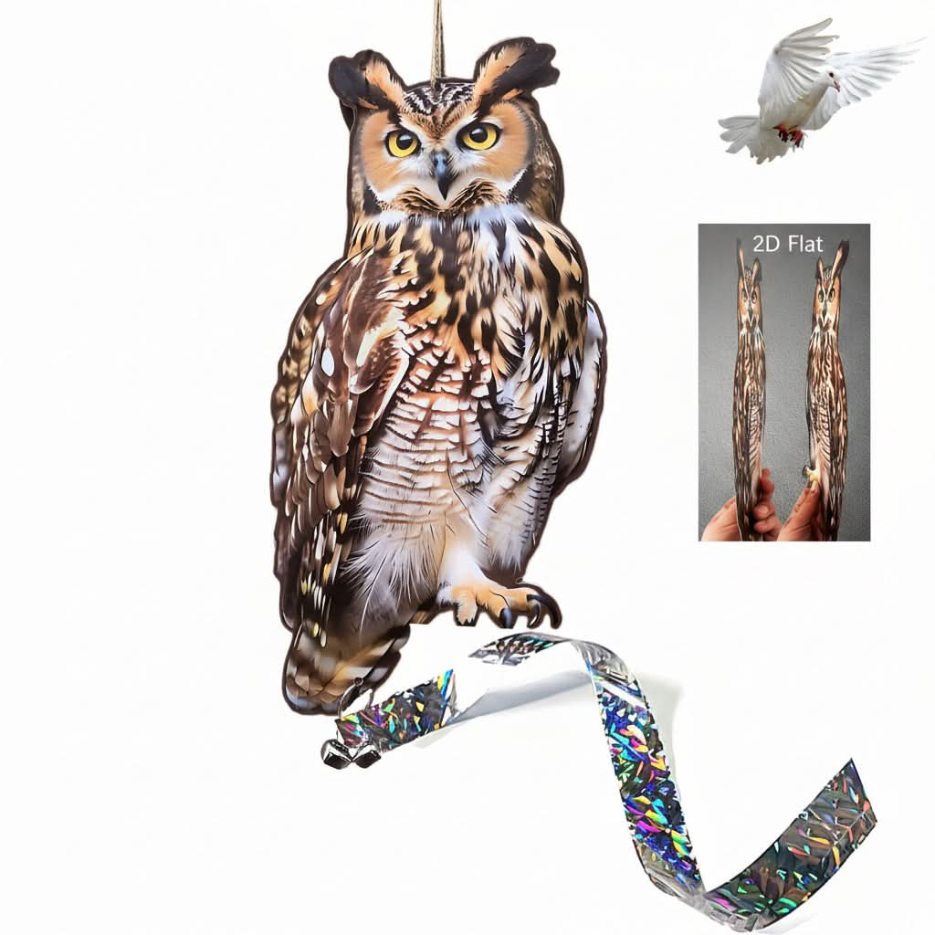 Outdoor Decorative Owl Decoy for Bird Deterrence