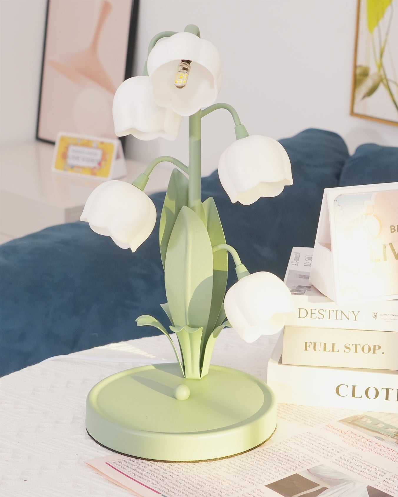 Table lamp featuring a bell orchid
