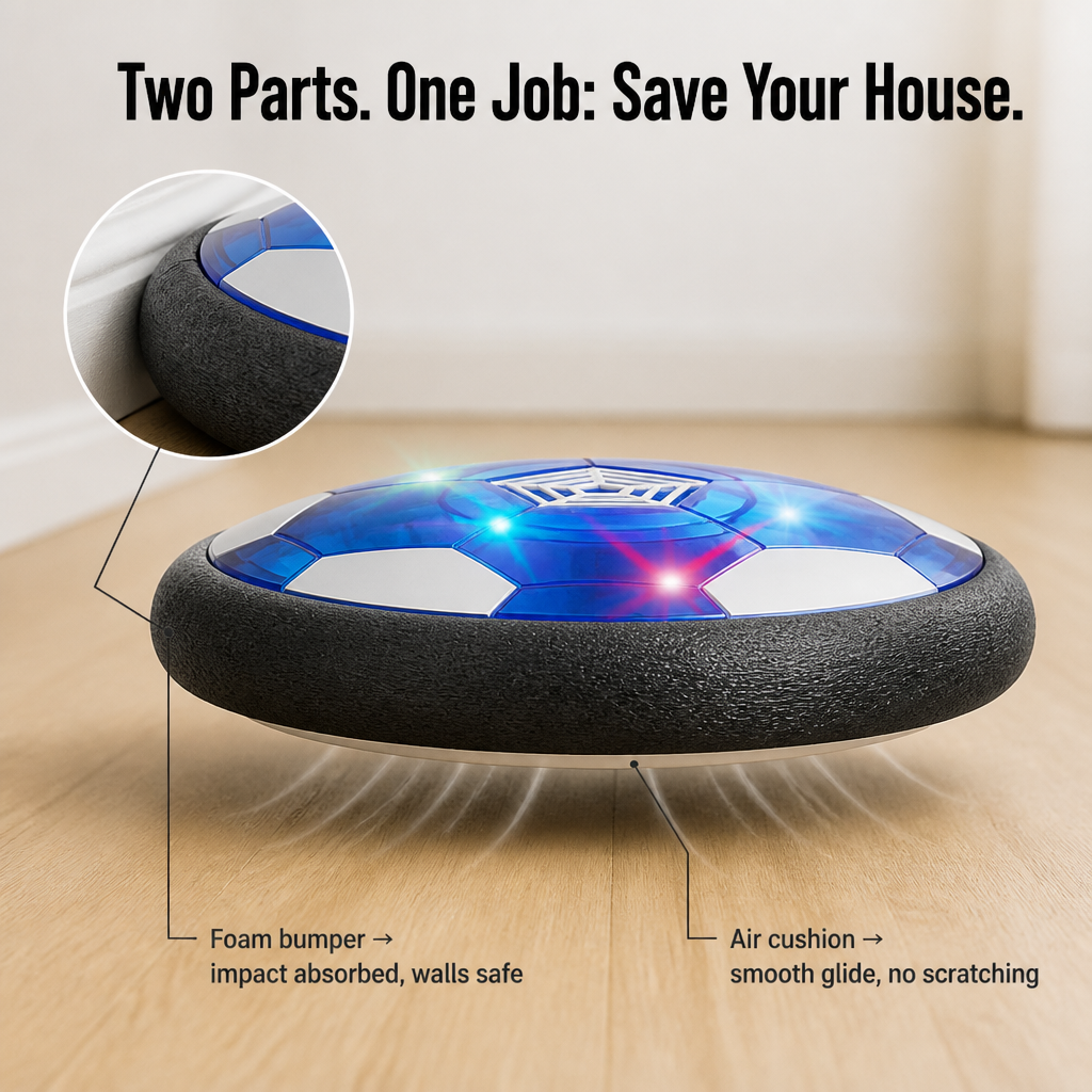 GlideSphere™ — Transform Rainy Days Into Indoor Soccer Fun Without Cracked Lamps