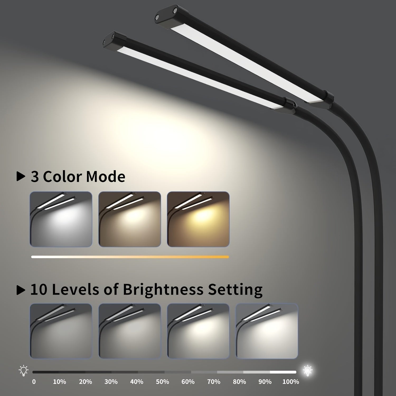 BrightBeam - Dual-Head Clip-On LED Desk Light