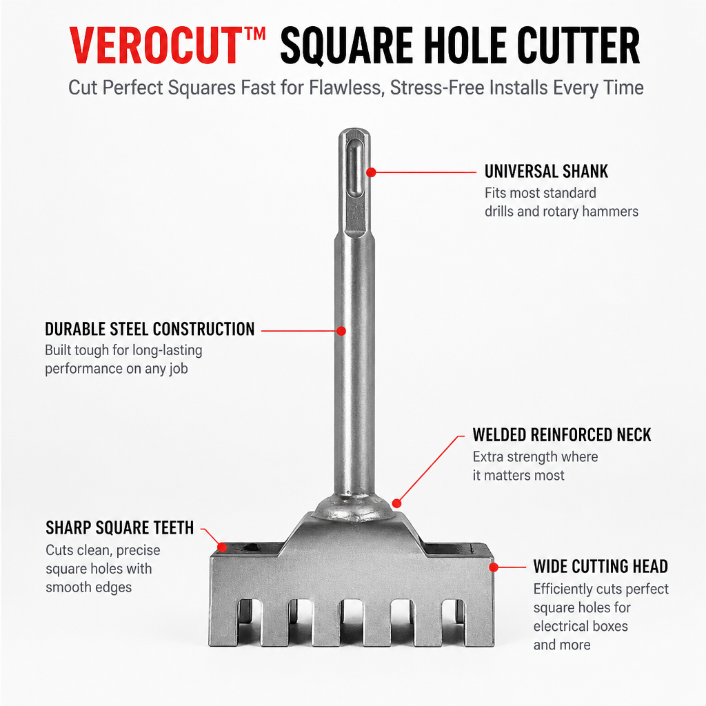VeroCut™ Square Hole Cutter — Cut Perfect Squares Fast for Flawless, Stress-Free Installs Every Time