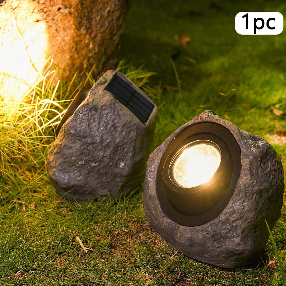 Solar-Powered Rock Garden Light for Outdoor Decoration