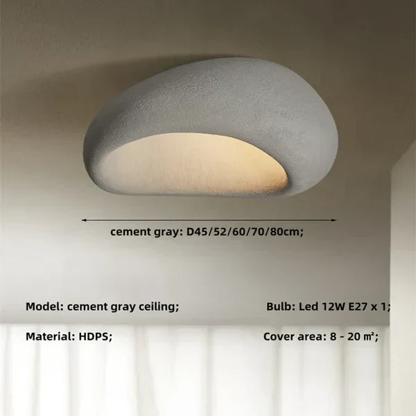 Wabi Sabi Ceiling Light – Soft Warm Radiance with Natural Stone Texture