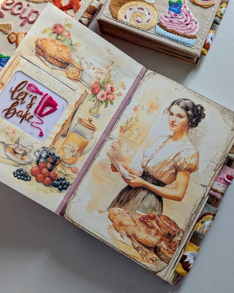 Notebook | Handmade Recipe Journal | Embroidered Fabric Cover | RecipeHeart