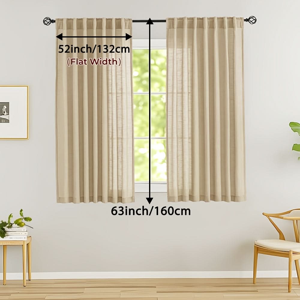 Flax Linen Sheer Curtains for Soft Light Filtering and Privacy