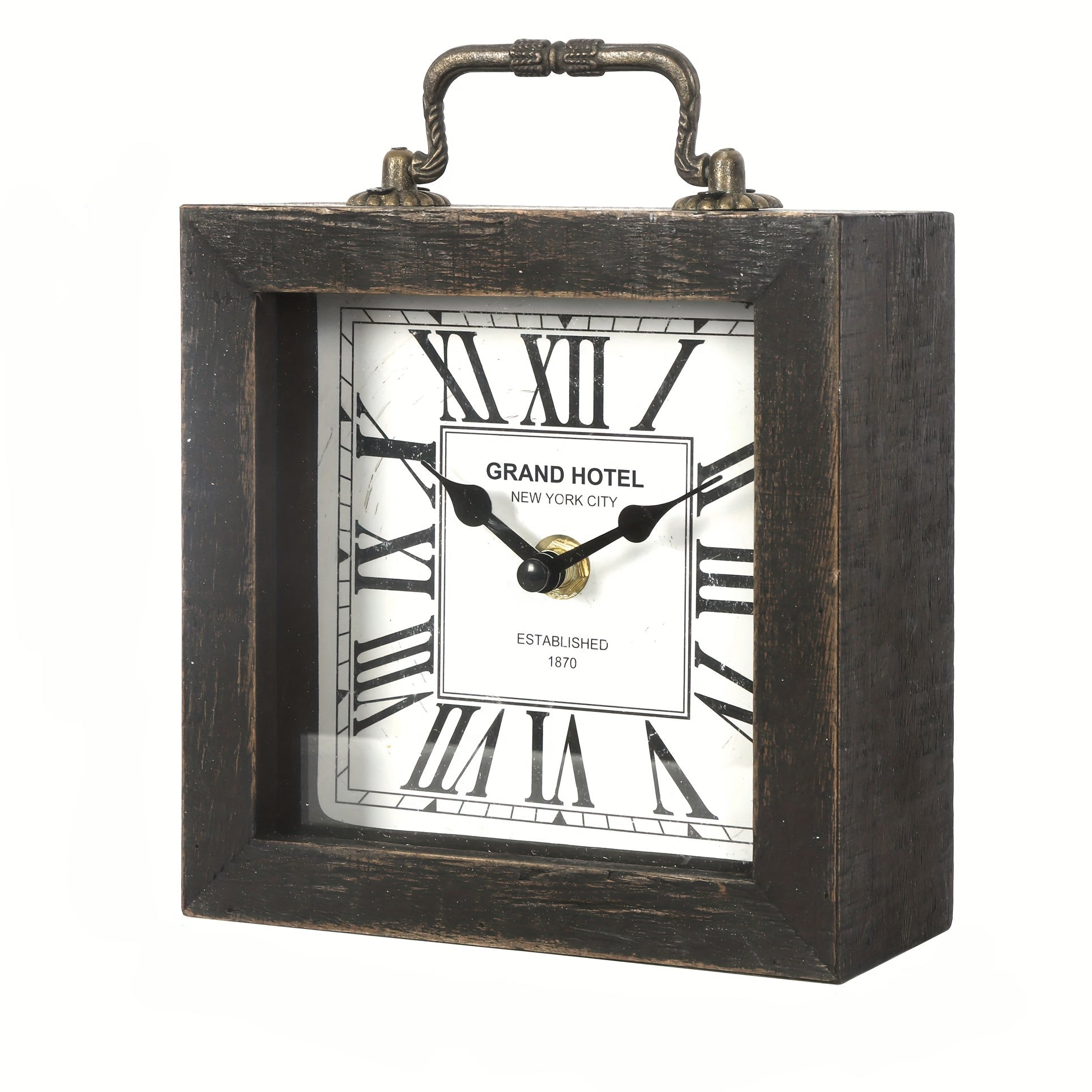 TimberNest - Charming Wooden Shelf Clock with Glass Shield